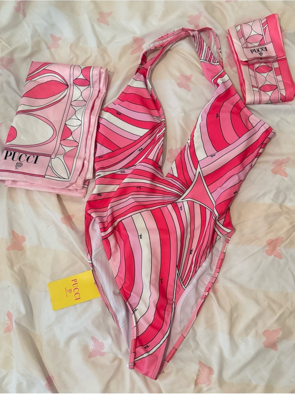 Emilio Pucci Pink & Light Pink Swirl One-Piece Swimsuit
